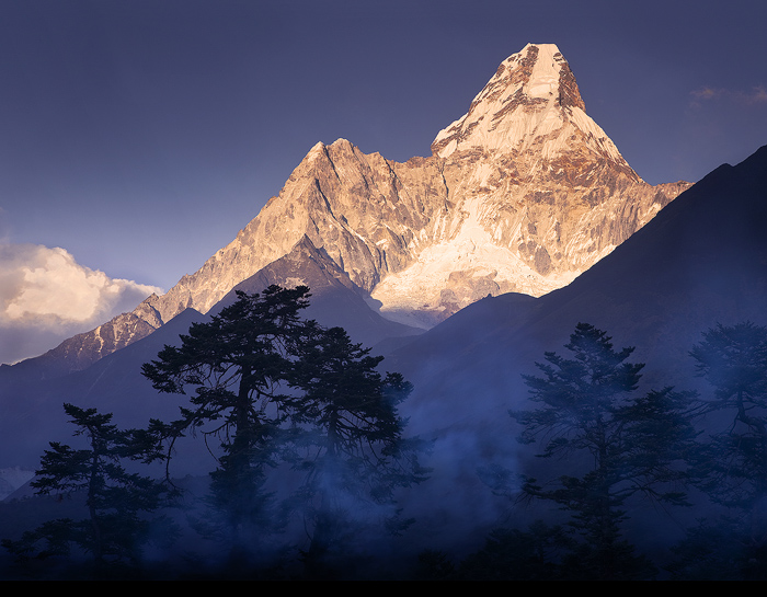 This is the classic and most familiar view of Ama Dablam, a 23,000 foot peak the towers over the trail to Everest Base Camp....